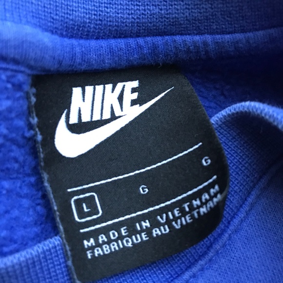 Nike Sweatshirt Blue Crewneck Long Sleeve Small Logo Mens L - Picture 9 of 9